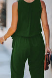 Deep V-neck Sleeveless Solid Jumpsuit