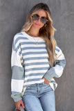 Stripe Drop Shoulder Striped Pullover Sweatshirt