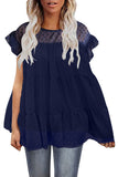 Dusty Pink Polka Dot Babydoll Style Flutter Sleeve Top