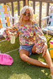 Water Painting Flowers Sexy Off Shoulder Top