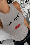 Crew Neck Eyelash Pattern Ribbed Knit Tank