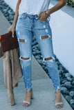 High Waist Distressed Skinny Jeans