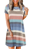 Multicolor Striped Pocket T Shirt Dress