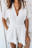 Lace Deep V Neck Romper with Pocket