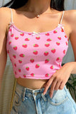 Cherry Print Crop Spaghetti Straps Camisole