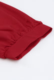 Plus Size Puff Sleeve Wrap V Neck Midi Dress