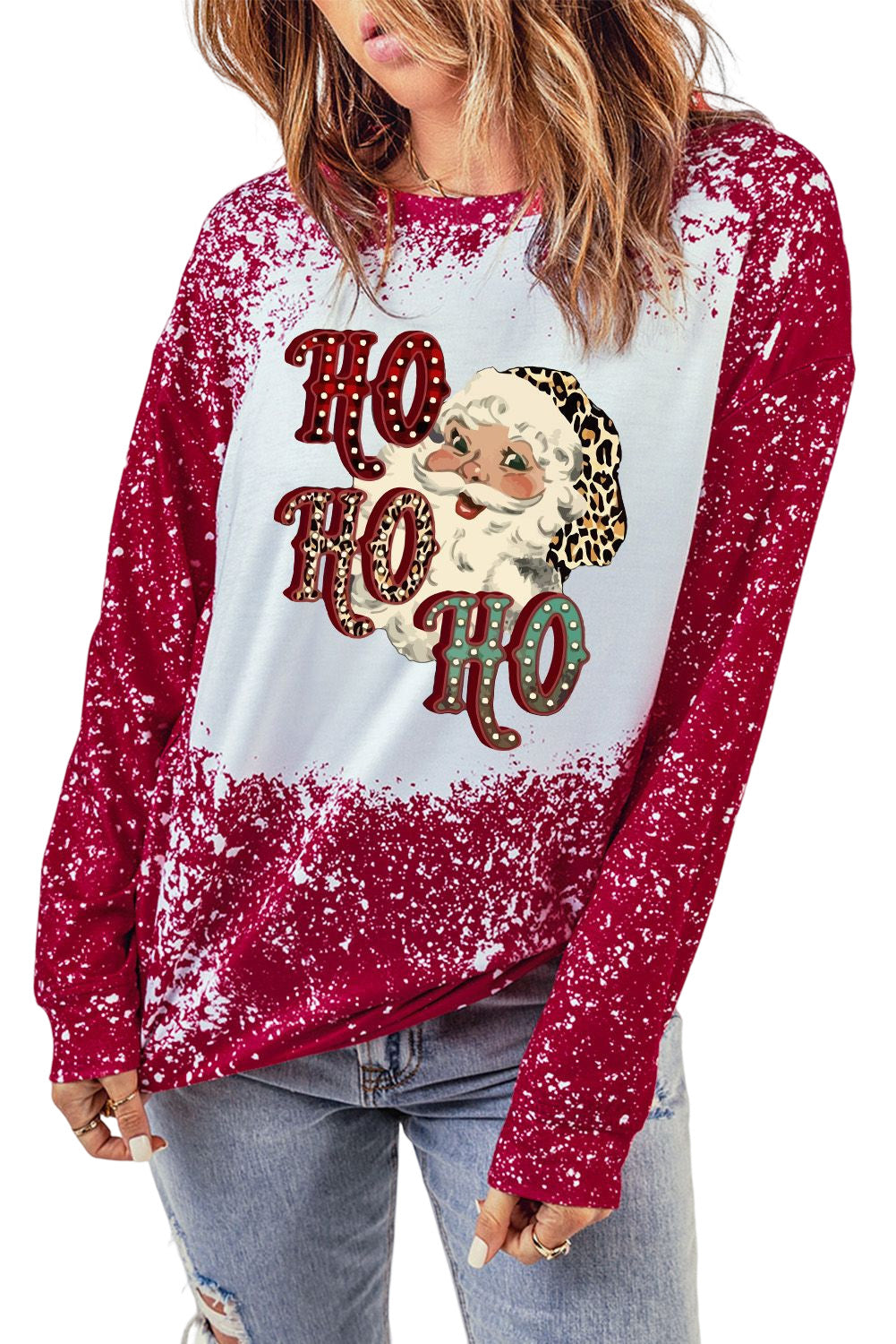 Ho Ho Ho Father Christmas Bleached Print Sweatshirt