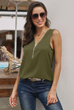 Zip Neckline Sleeveless Shirt Tank