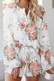 Floral Print White Knit Lounge Set