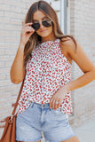 Floral Print Tassel Drawstring Lace-up Tank Top