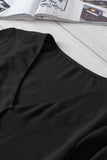 V Neck Lace Splicing Cuffs Button Knotted Blouse