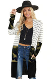 Plaid Colorblock Striped Cardigan
