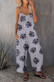 Palm Leaves Print Spaghetti Strap Wide Leg jumpsuit