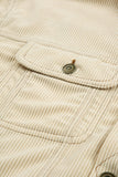 Button Up Pockets Striped Color Block Corduroy Jacket