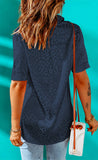 Leopard Jacquard Short Sleeve Satin Blouse