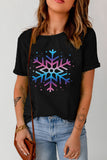 Gradient Snowflake Graphic Print Short Sleeve T Shirt