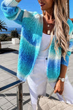 Multicolor Gradient Open Front Colorblock Tie-dye Cardigan