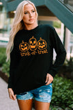 Black Trick Or Treat Pumpkin Graphic Print Long Sleeve Top