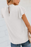 White Tiered Sleeve Frilled Neck Dotted Top