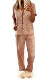 Dotted Print Notched Collar Pajamas Set