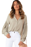 Ruffled Patchwork Bubble Sleeve Loose Shirt