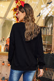 Ghosts Halloween Print Drop Shoulder Black Sweatshirt