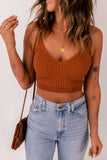 Ribbed Spaghetti Strap Cropped Knitted Tank Top