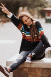 Rainbow Print White Long Sleeve Top