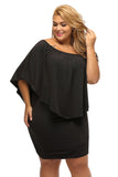 Plus Size Multiple Dressing Layered Dark Blue Mini Poncho Dress