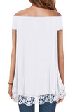 Off Shoulder A-Line Lace Trim Blouse