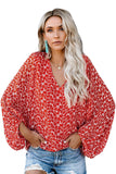 Boho Print Balloon Sleeve Blouse