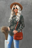 Women's Loose Camo Print Long Sleeve Top Long Sleeve Longline Pullover