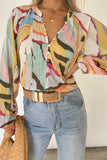 color Tropical Fish Skin Crinkle Long Sleeve Shirt
