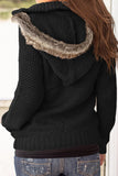Beige Fur Hood Knit Sweater