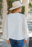 Lace Sleeve Raglan Ribbed Top