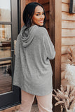 Gray Loose Drawstring Pullover Hoodie