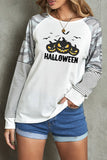 Halloween Pumpkin Stripe Camo Contrast Long Sleeve Top