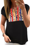 Colorful Striped Leopard Splicing T-Shirt