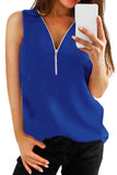 Zip Neckline Sleeveless Shirt Tank