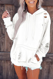 Shabby Distressed Drawstring Hoodie