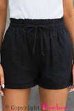 Elastic Waist Drawstring Roll Hem Shorts