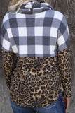 Plaid Patchwork Cowl Neck Sweatshirt