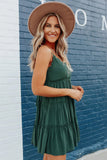 Spaghetti Straps Ruched Ruffled Mini Dress
