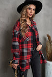 Red Grid Print Boyfriend Shirt Coat