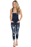 Wash Distressed Jeans Overalls