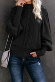 Housewarming Cable Knit Balloon Sleeve Sweater