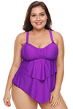 Pleated Detail Plus Size Two Piece Swimsuit