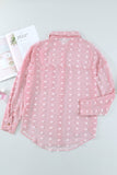 Pink Swiss Dot Buttoned Pocket Long Sleeve Shirt