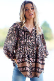 Black Vintage Boho Floral Print Loose Shirt