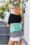 Color Block Crew Neck Blouse